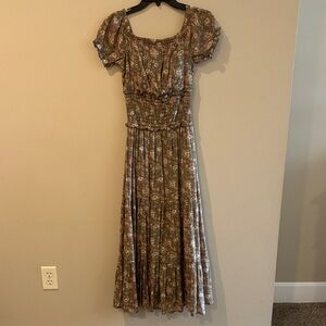 Trixxi Brown Floral Puff Sleeve Maxi Dress